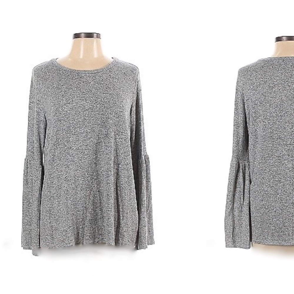 Lovely Women's Heather Grey Plus Size Gibson Lose Bell Sleeve Top/Blouse…